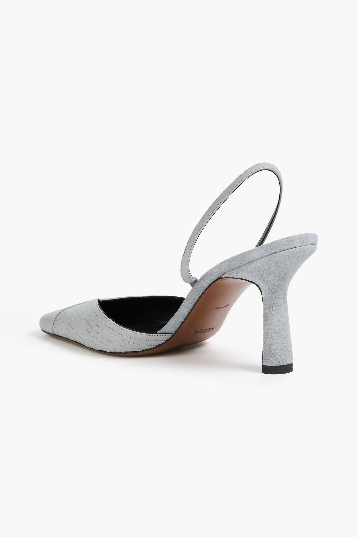 Neous Dilmun Suede-Trimmed Leather Slingback Pumps Gray Women's
