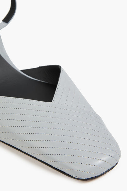 Neous Dilmun Suede-Trimmed Leather Slingback Pumps Gray Women's