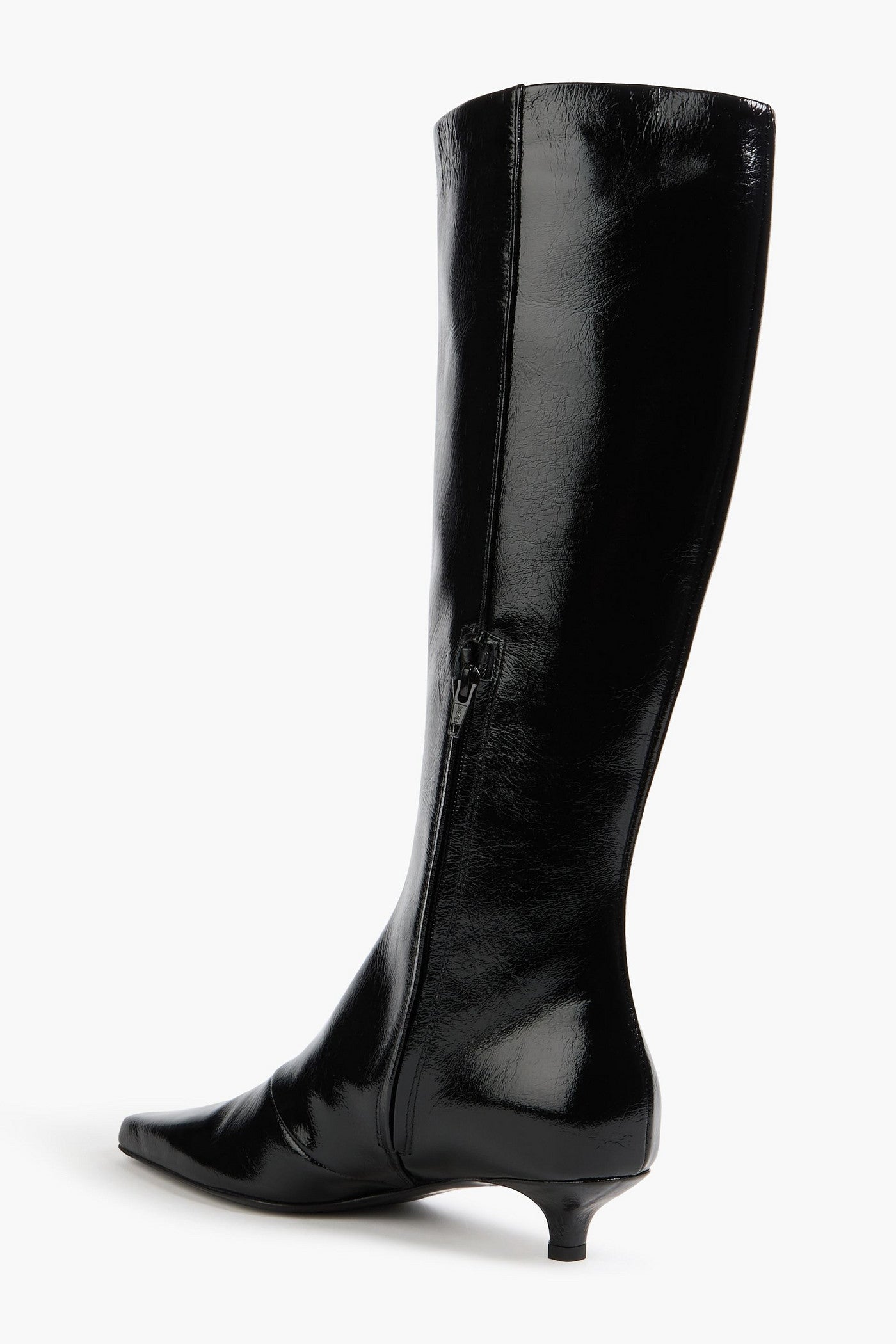 Toteme Glossed-Leather Knee Boots Black Women's