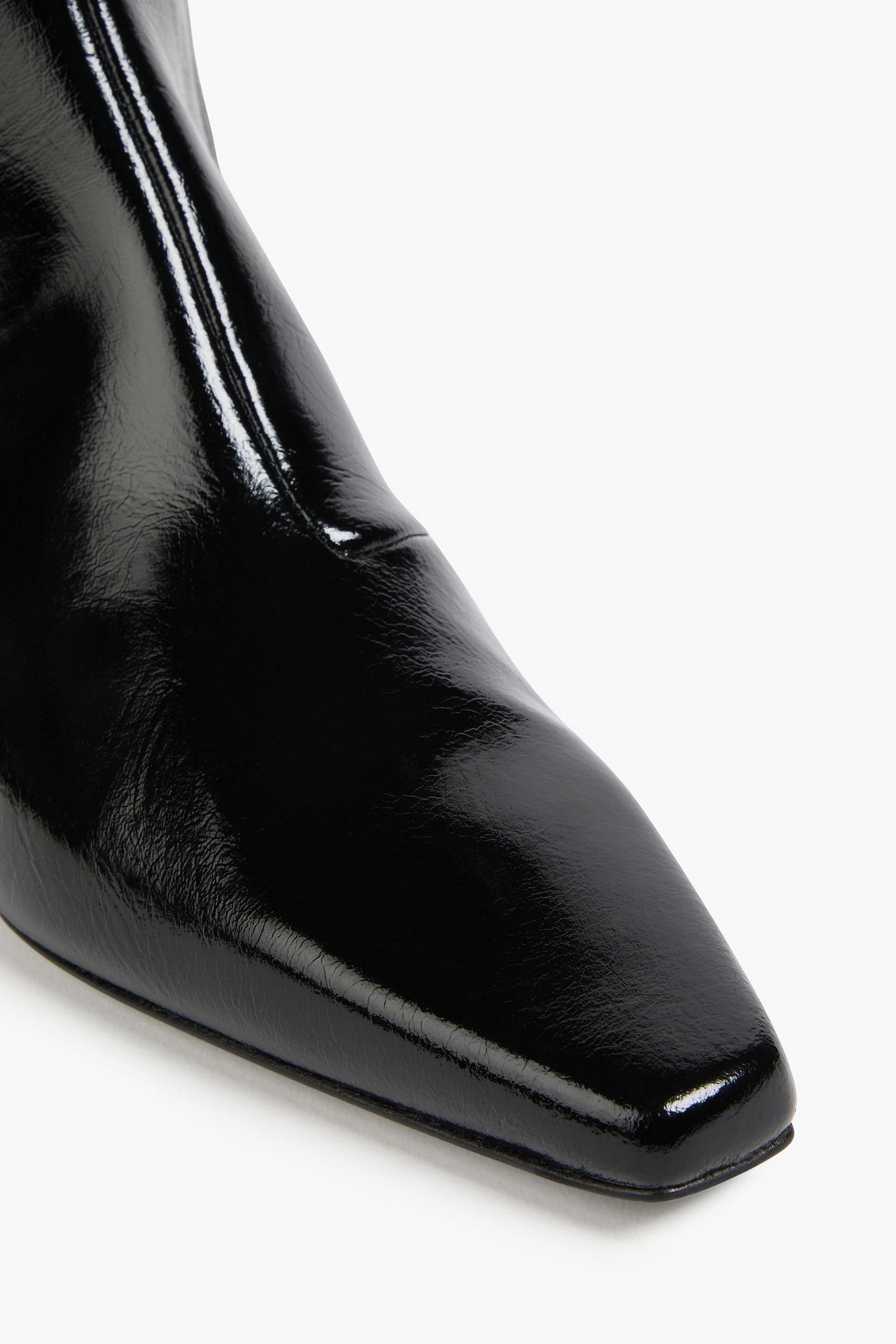 Toteme Glossed-Leather Knee Boots Black Women's
