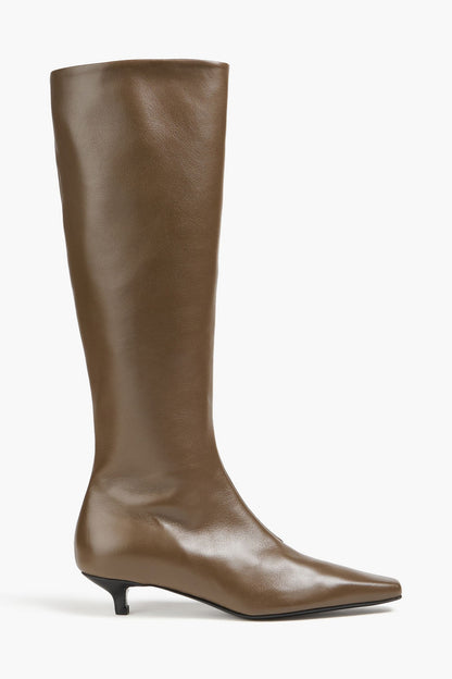 Toteme Leather Knee Boots Taupe Women's
