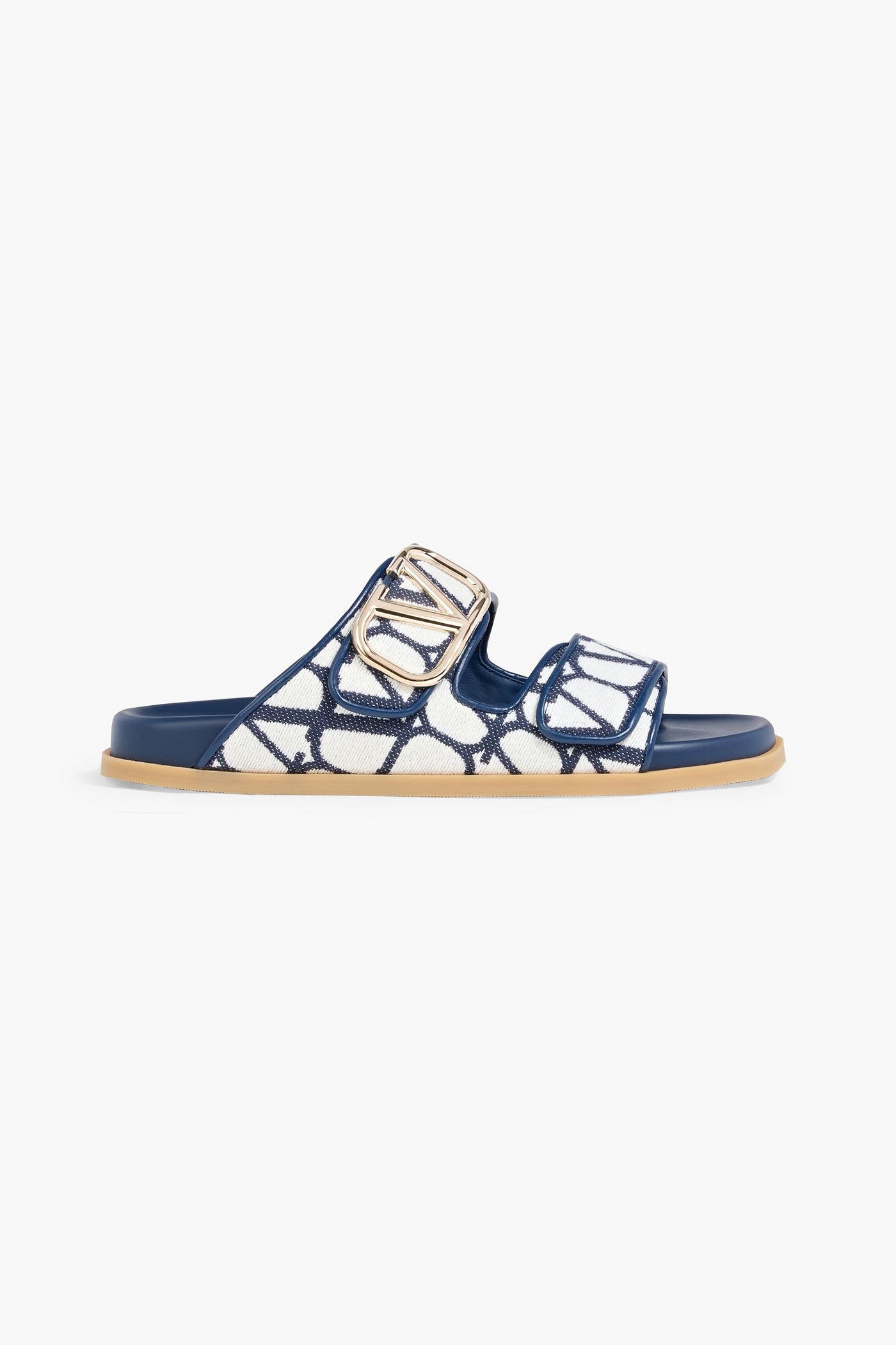 Valentino Garavani Vlogo Jacquard Slides Navy Women's