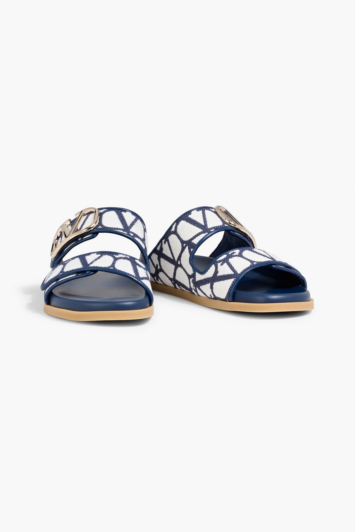 Valentino Garavani Vlogo Jacquard Slides Navy Women's
