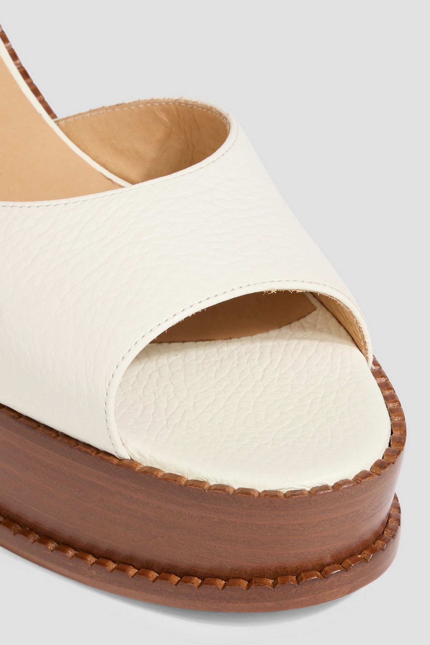 Gabriela Hearst Zuri Pebbled-Leather Platform Sandals Off-White Women's