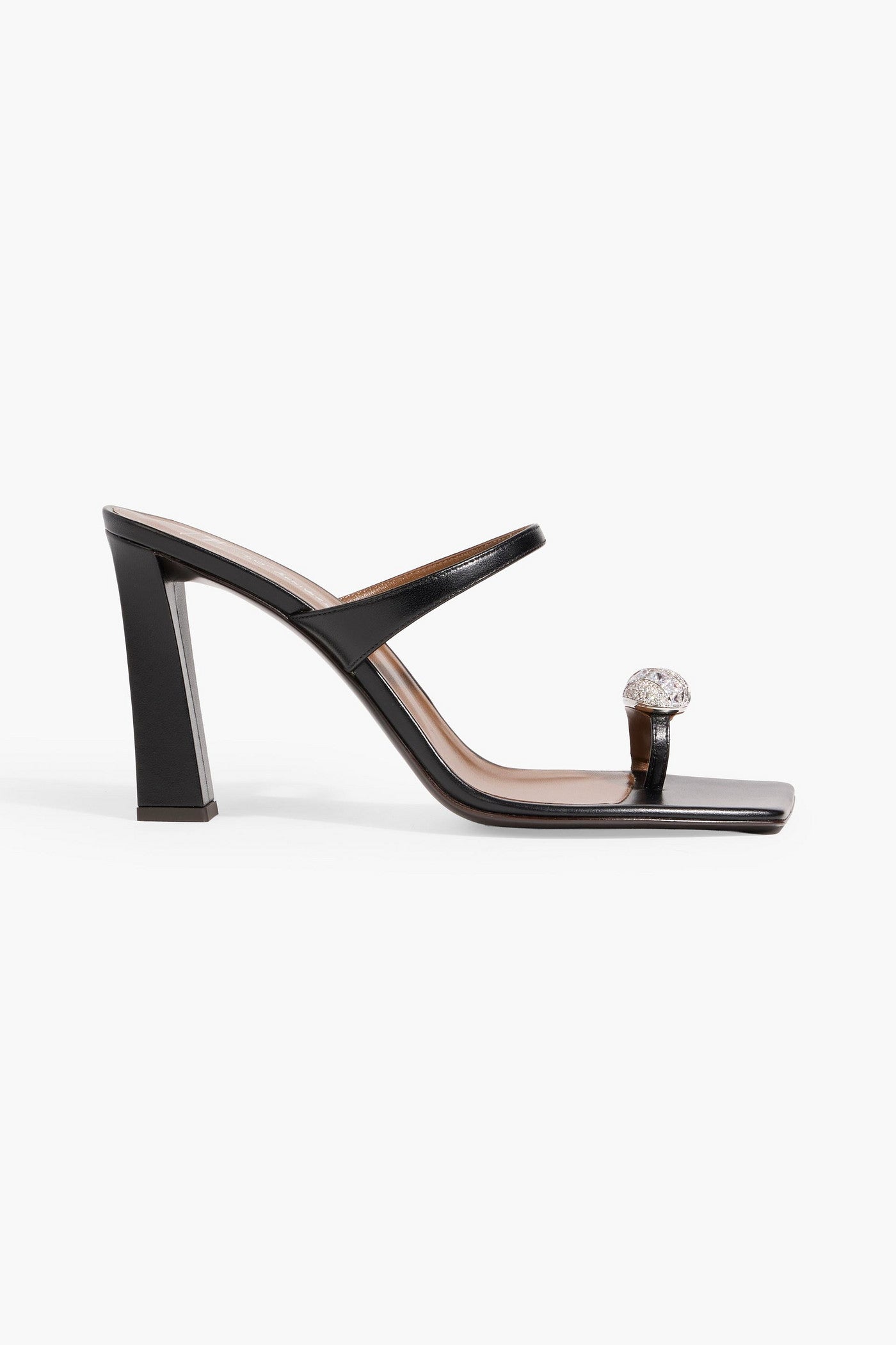 Giuseppe Zanotti Icon Ring 90 Crystal-Embellished Leather Mules Black Women's