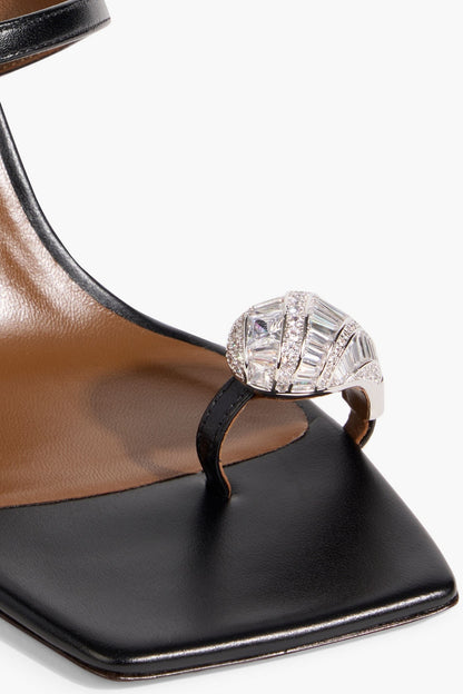 Giuseppe Zanotti Icon Ring 90 Crystal-Embellished Leather Mules Black Women's