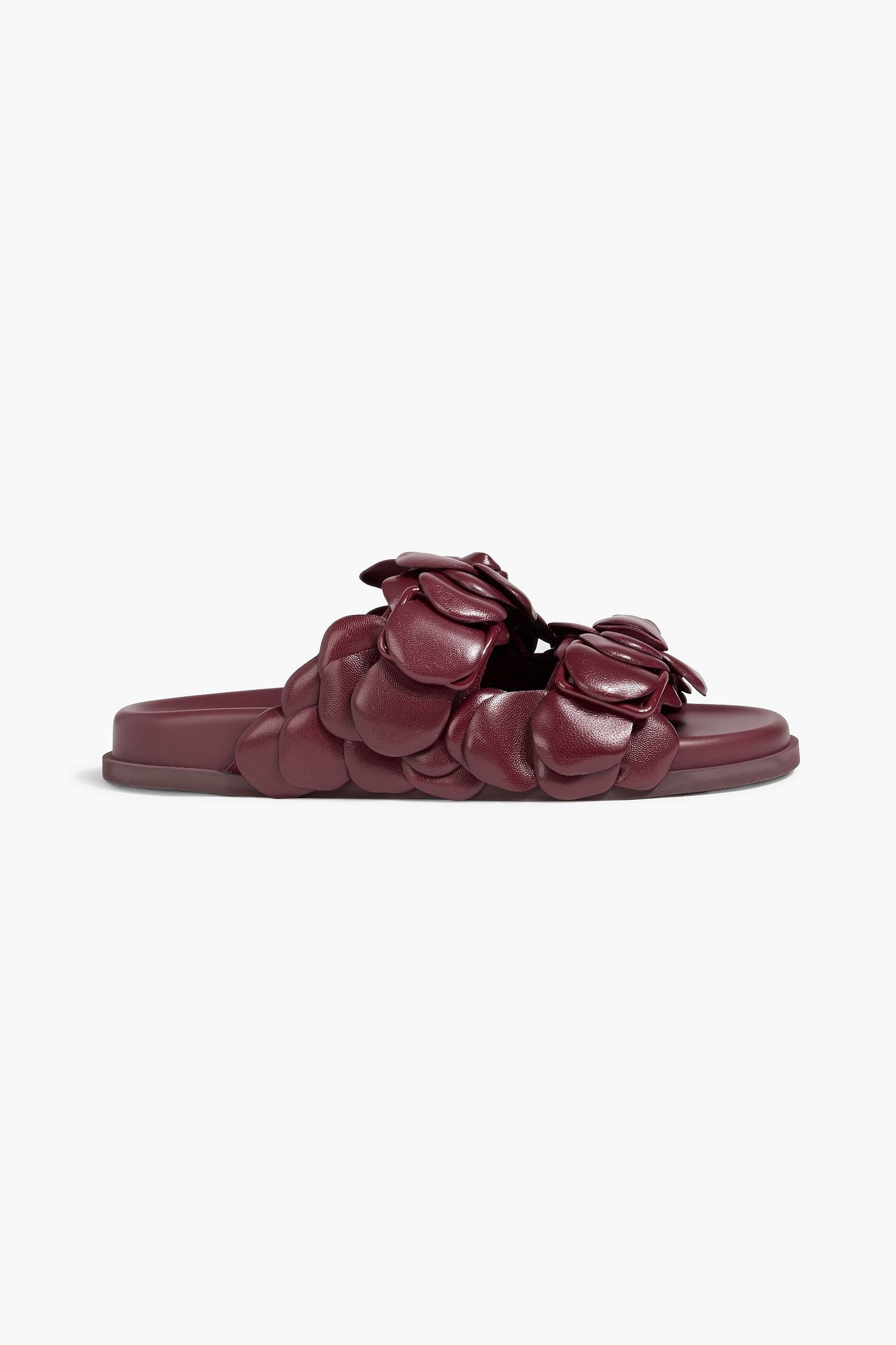 Valentino Garavani Atelier 03 Rose Edition Leather Slides Burgundy Women's