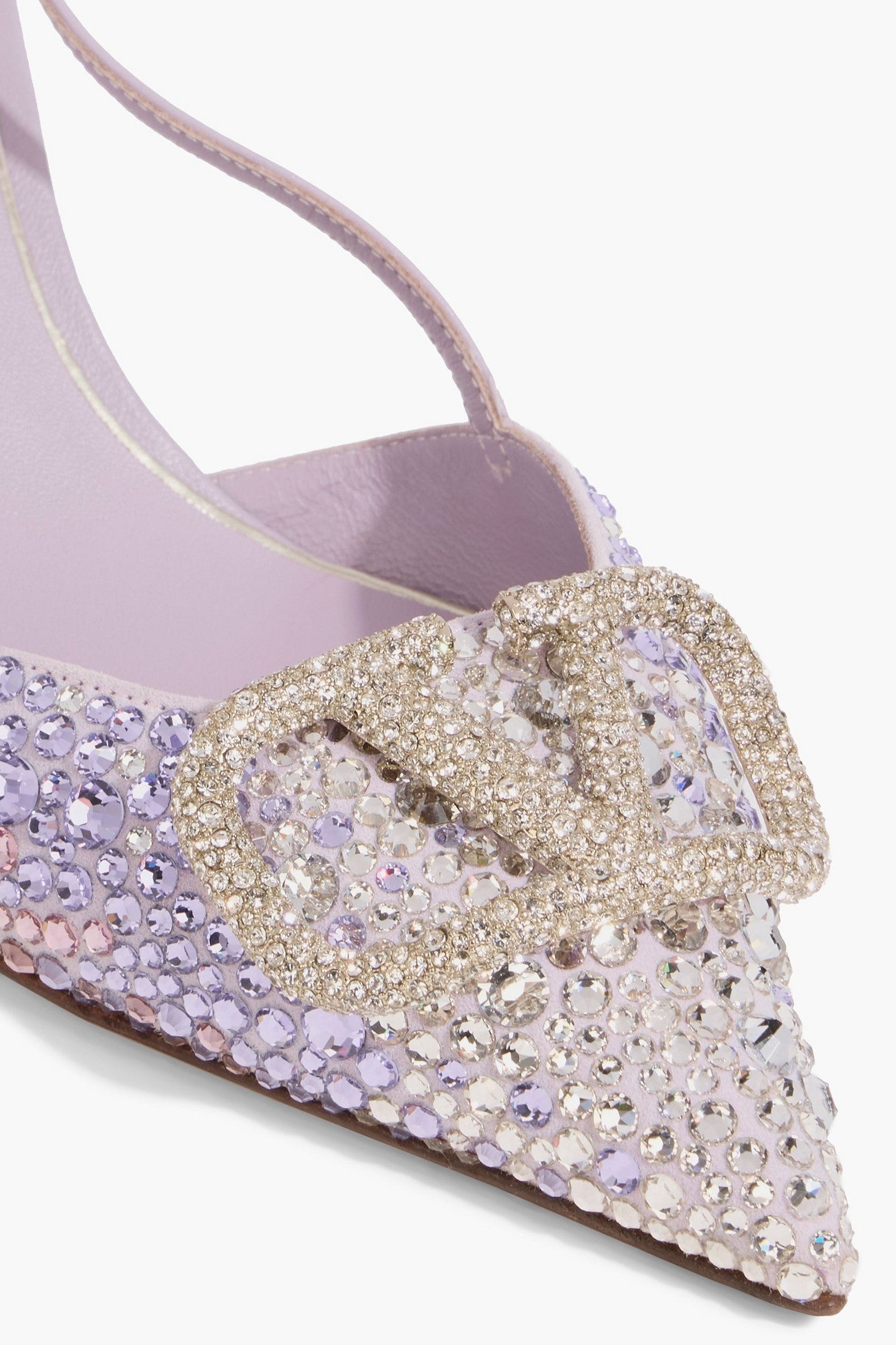 Valentino Garavani Vlogo Crystal-Embellished Leather And Suede Slingback Pumps Lilac Women's