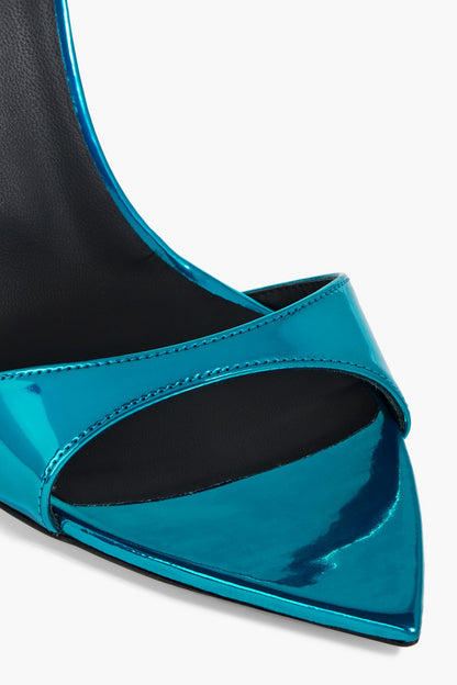Giuseppe Zanotti Intriigo Strap 105 Mirrored Sandals Turquoise Women's