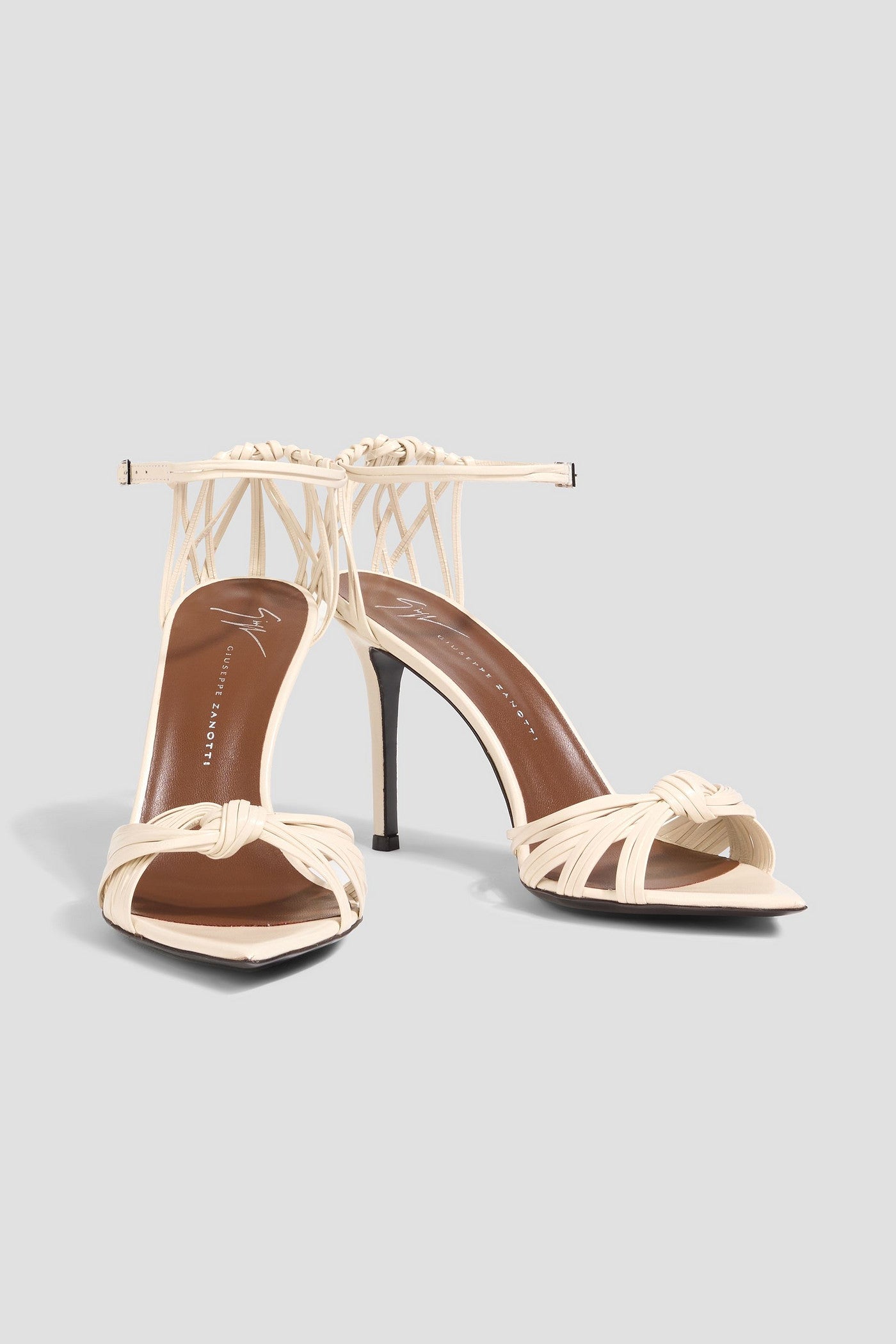 Giuseppe Zanotti Intriigo Knot 90 Leather Sandals Ivory Women's