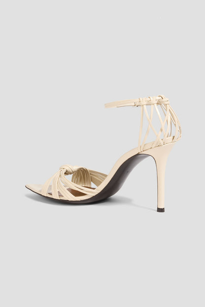 Giuseppe Zanotti Intriigo Knot 90 Leather Sandals Ivory Women's