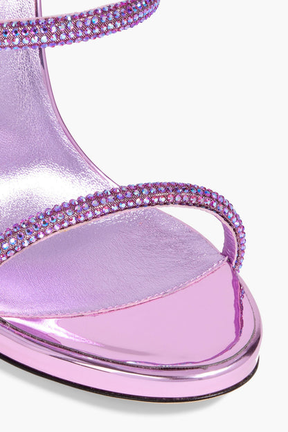 Giuseppe Zanotti Harmony Crystal-Embellished Lam Sandals Lilac Women's