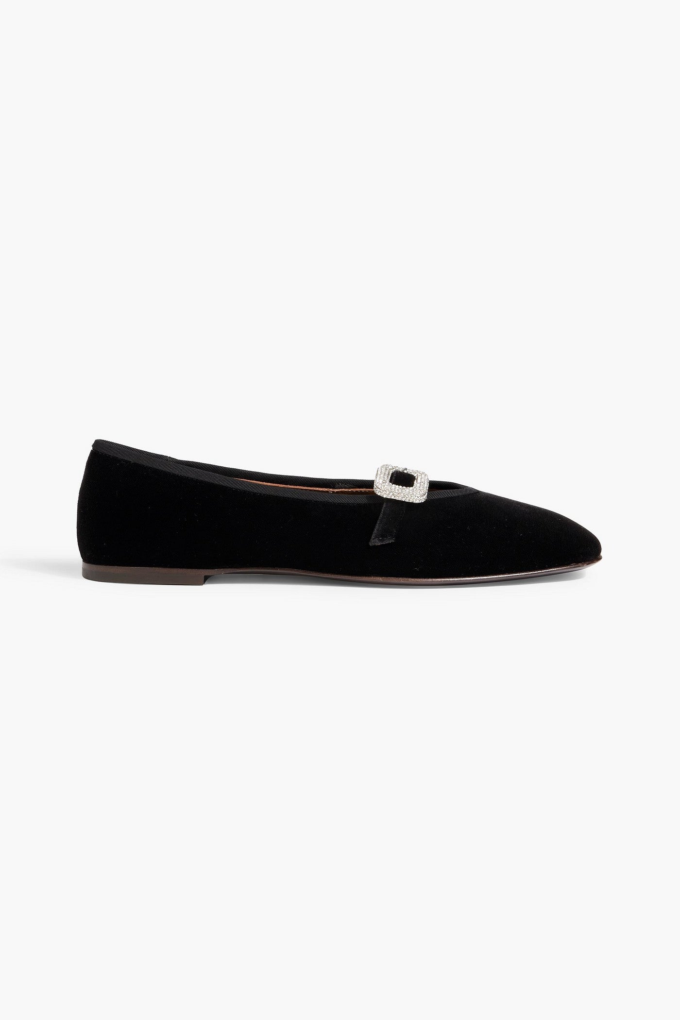 Giuseppe Zanotti Georgia Buckle Velvet Mary Jane Flats Black Women's