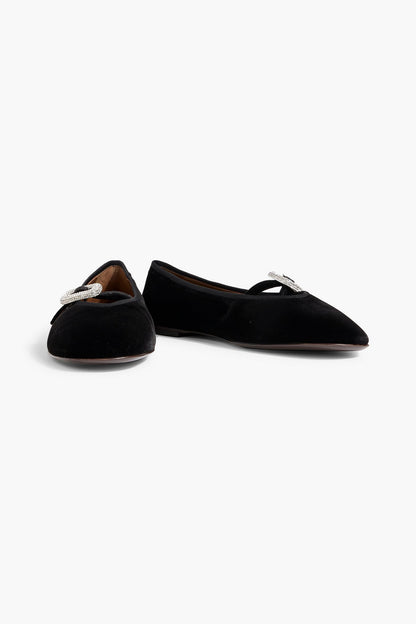 Giuseppe Zanotti Georgia Buckle Velvet Mary Jane Flats Black Women's