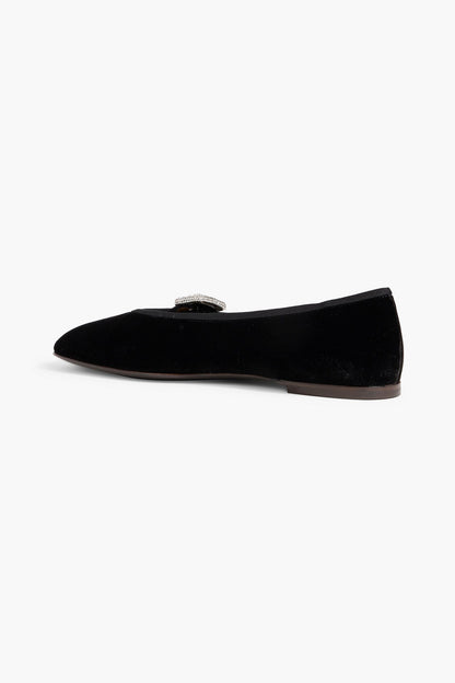 Giuseppe Zanotti Georgia Buckle Velvet Mary Jane Flats Black Women's