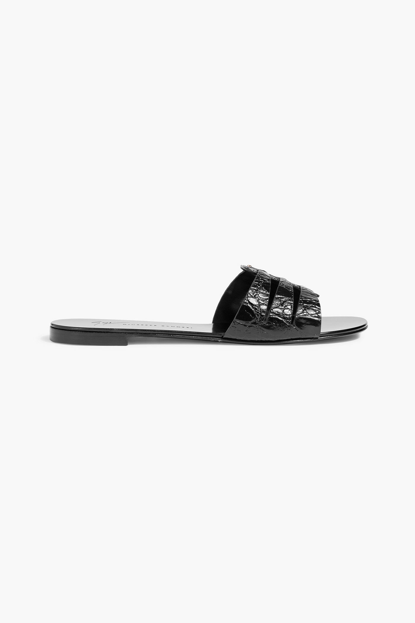 Giuseppe Zanotti Morpheus Croc-Effect Leather Slides Black Women's