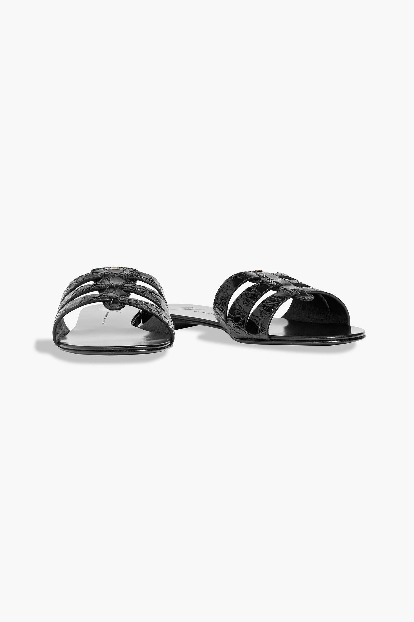 Giuseppe Zanotti Morpheus Croc-Effect Leather Slides Black Women's