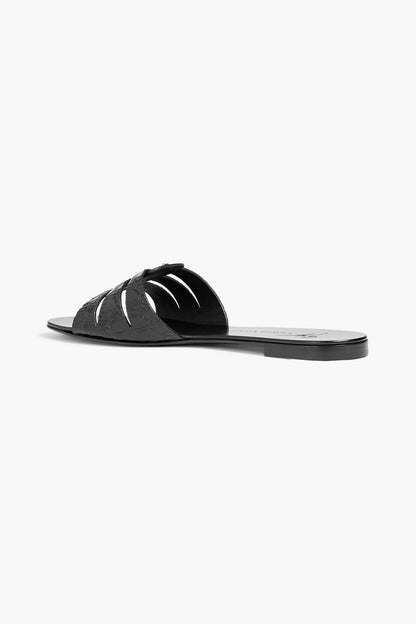 Giuseppe Zanotti Morpheus Croc-Effect Leather Slides Black Women's