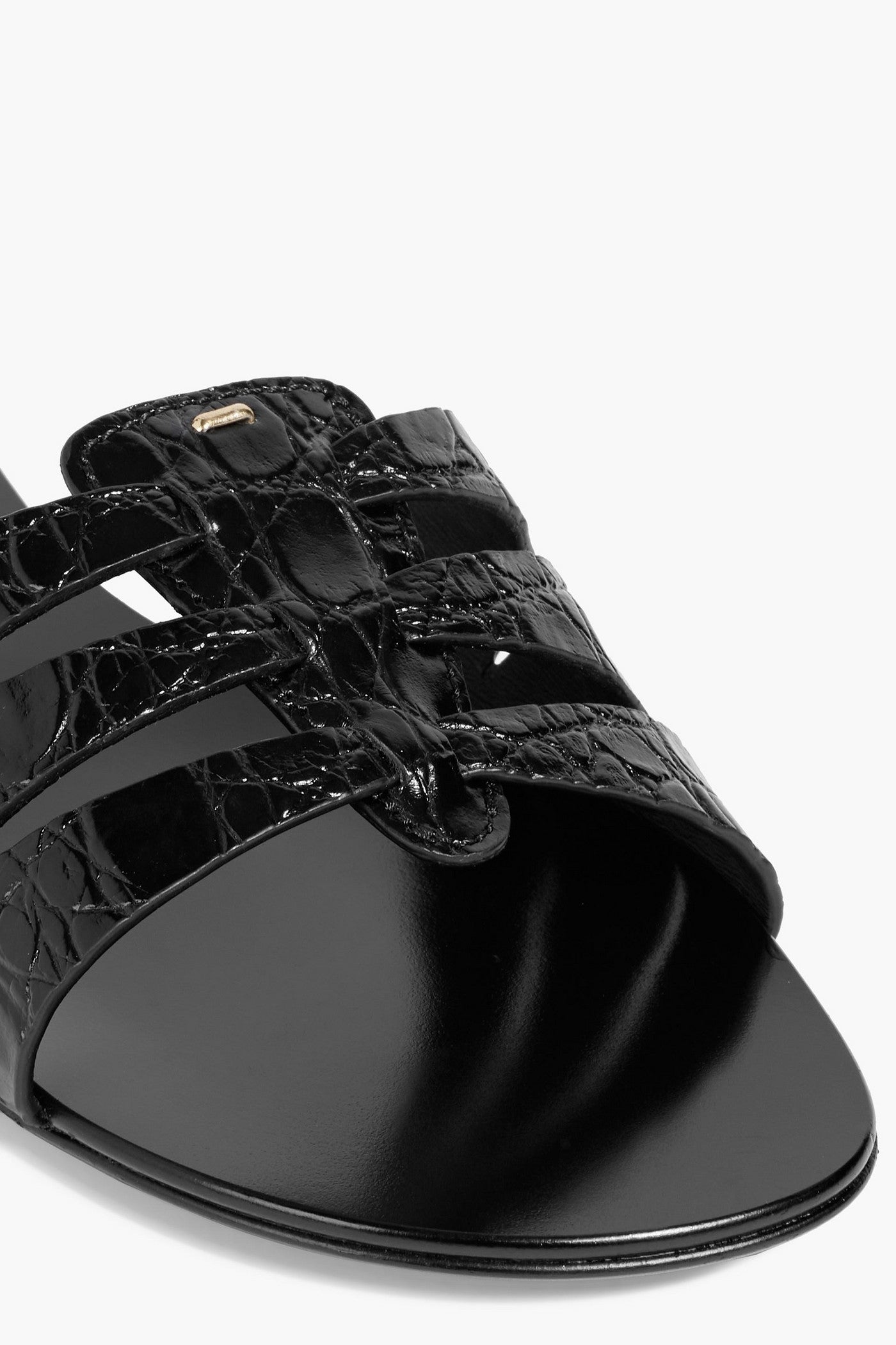 Giuseppe Zanotti Morpheus Croc-Effect Leather Slides Black Women's