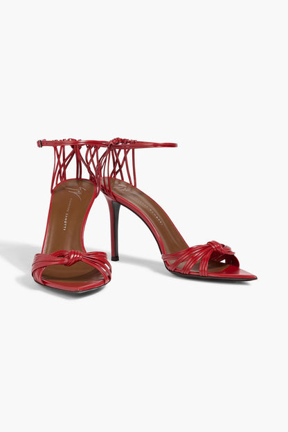 Giuseppe Zanotti Intriigo Knot 90 Leather Sandals Brick Women's
