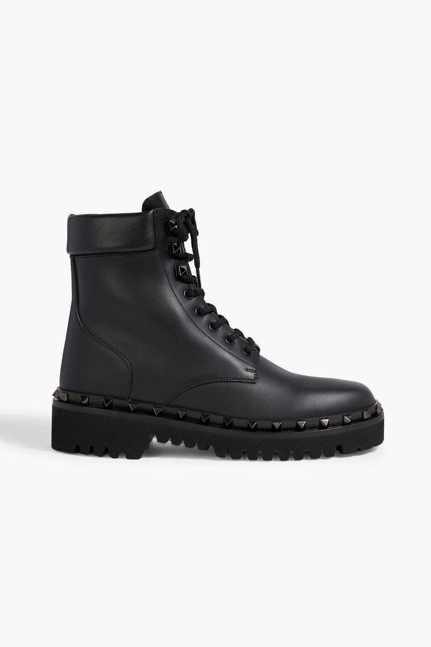 Valentino Garavani Rockstud M-Way Leather Combat Boots Black Women's