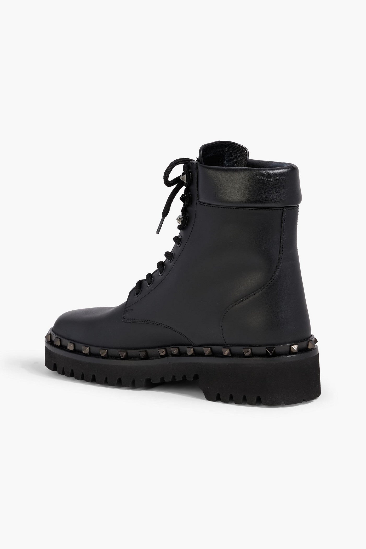 Valentino Garavani Rockstud M-Way Leather Combat Boots Black Women's