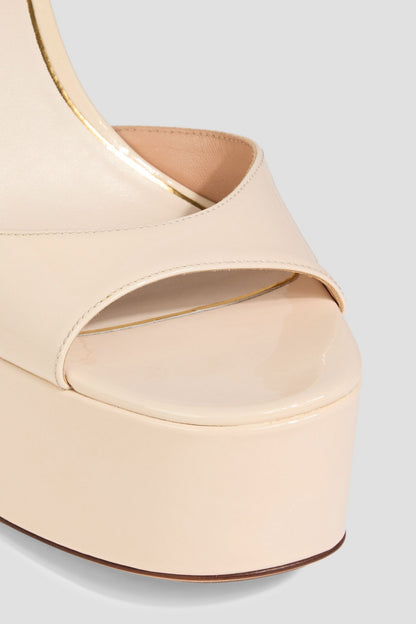 Valentino Garavani Tan-Go Patent-Leather Platform Sandals Ecru Women's