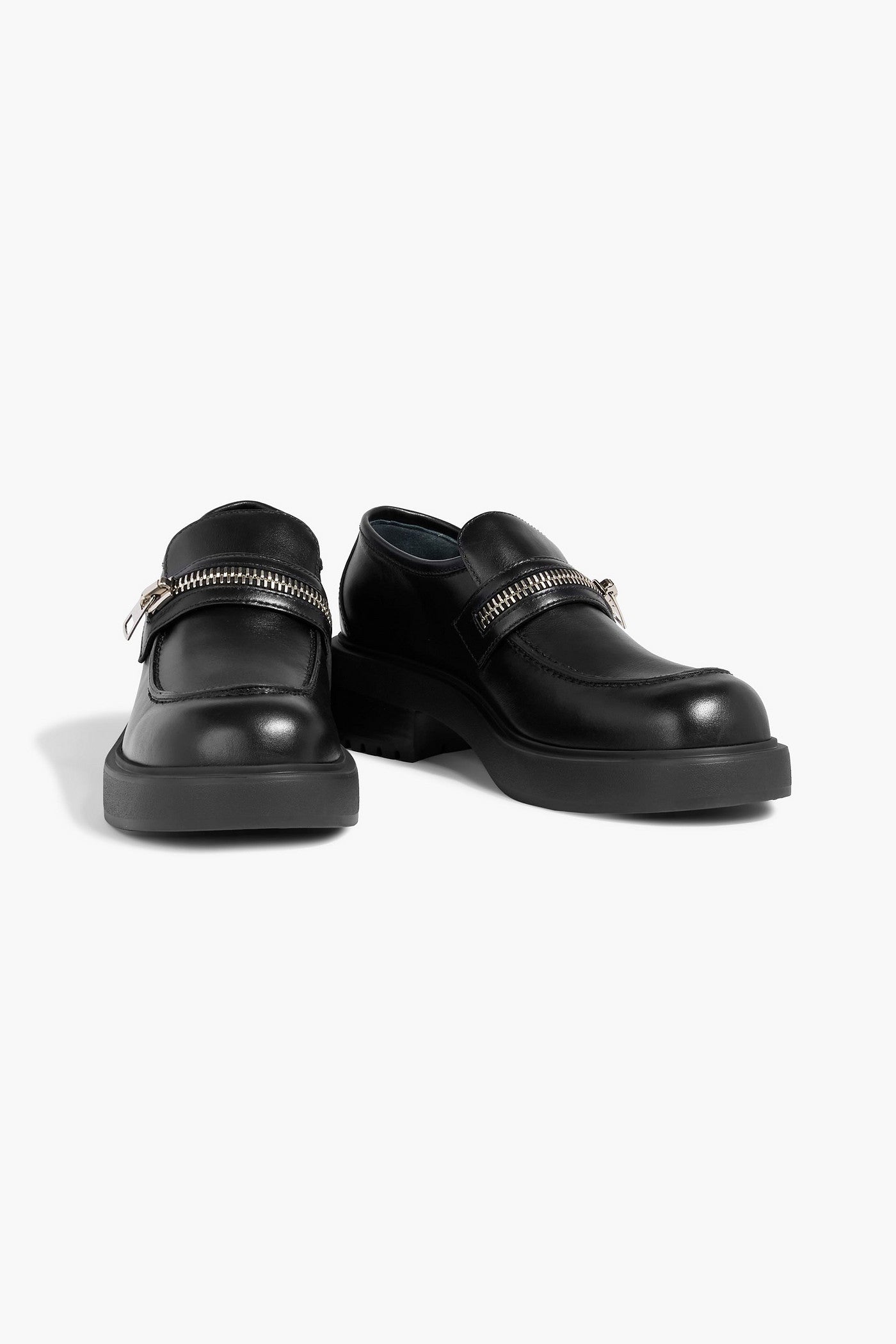 Giuseppe Zanotti Murphie Zip-Detailed Leather Loafers Black Women's