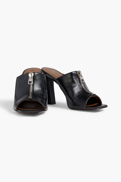 Giuseppe Zanotti Oraine 90 Zip-Detailed Leather Mules Black Women's