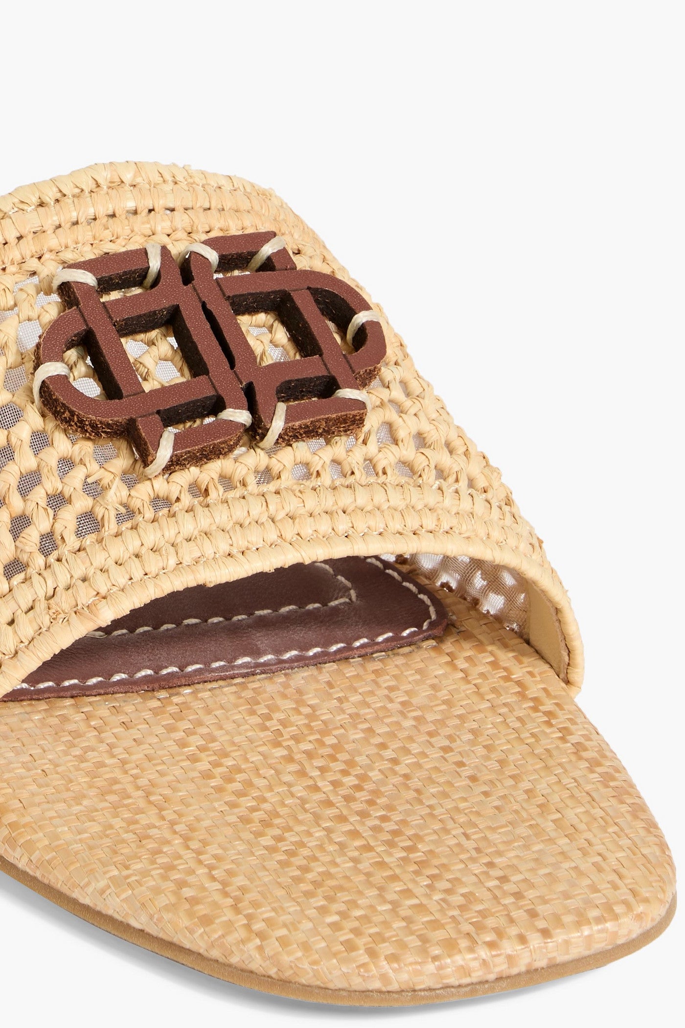 Simkhai Delphi Appliqud Raffia Slides Neutral Women's
