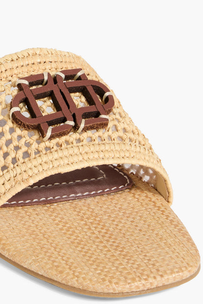 Simkhai Delphi Appliqud Raffia Slides Neutral Women's