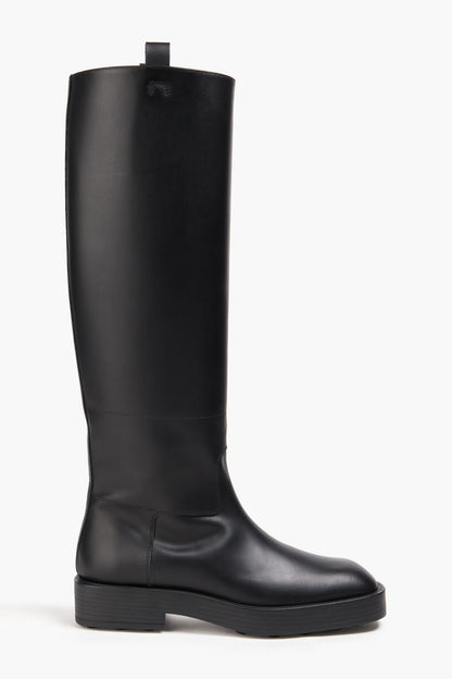 Tod's Leather Knee Boots Black Women's
