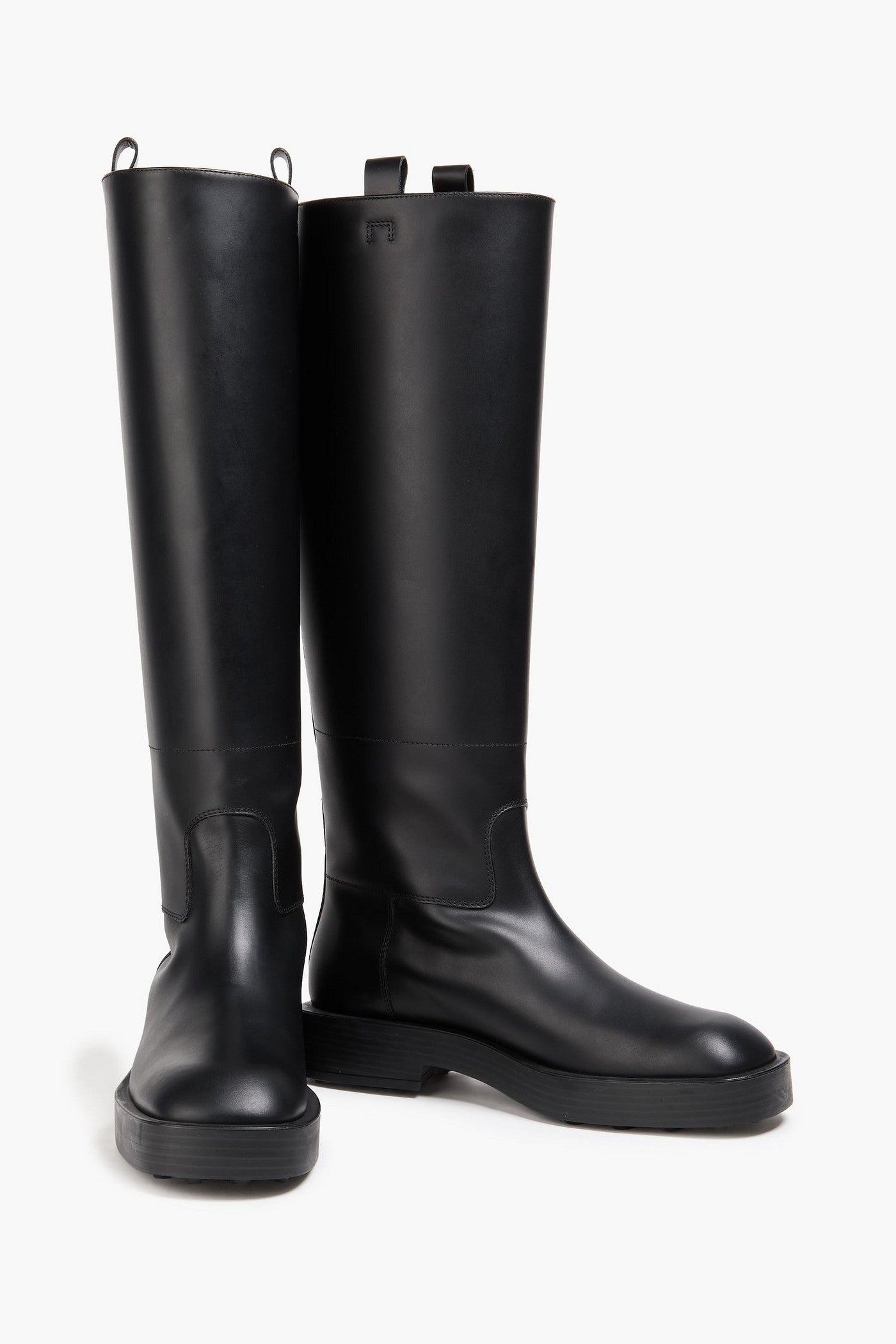 Tod's Leather Knee Boots Black Women's