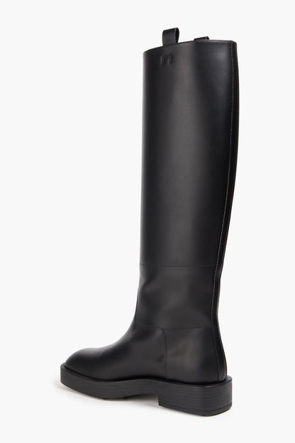 Tod's Leather Knee Boots Black Women's