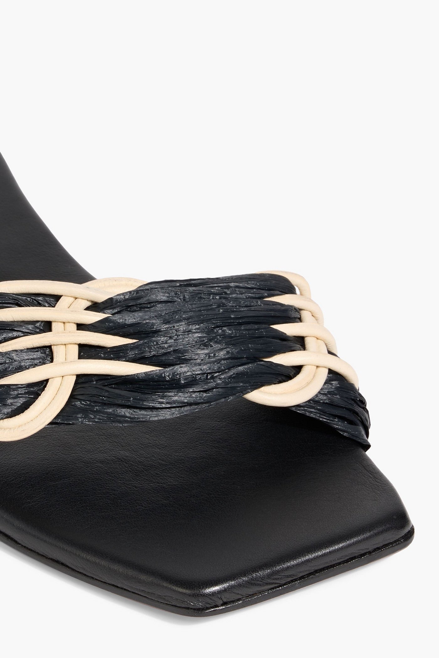 Johanna Ortiz Hidden Messages Leather And Faux Raffia Slides Black Women's