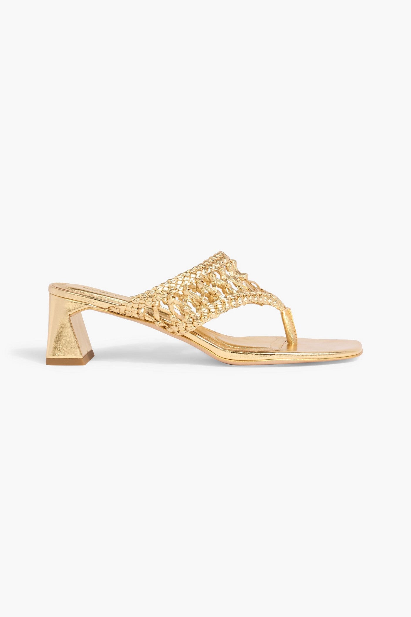 Simkhai Alia Metallic Woven Leather Mules Gold Women's