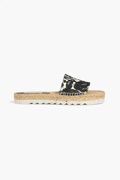 Stella Mccartney Fanana Embroidered Canvas Espadrille Slides Black Women's
