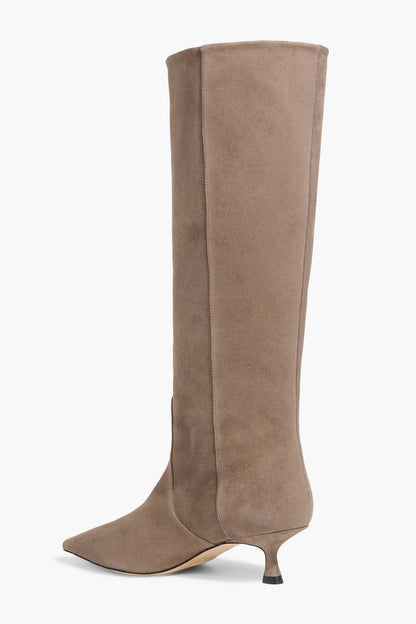 Stuart Weitzman Naomi 50 Suede Knee Boots Taupe Women's