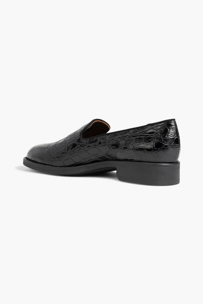 Giuseppe Zanotti Dories Croc-Effect Leather Loafers Black Women's
