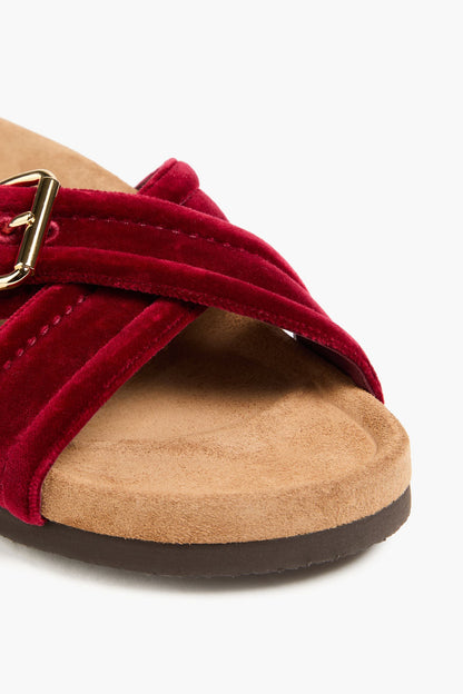 Valentino Garavani Fussfriend Buckled Velvet Slides Claret Women's