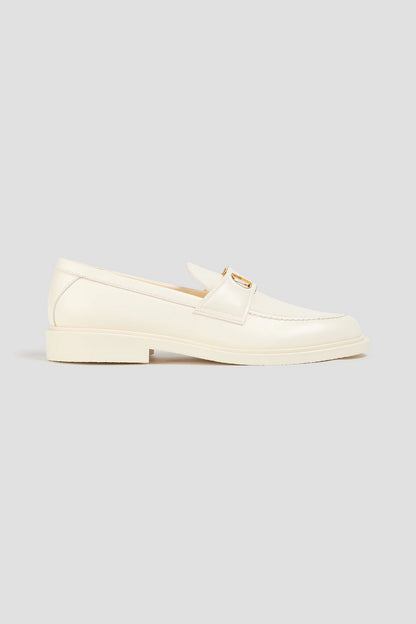 Valentino Garavani Vlogo Signature Leather Loafers Ivory Women's