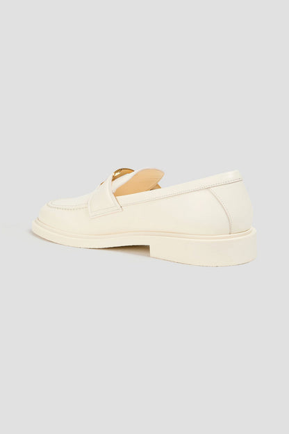 Valentino Garavani Vlogo Signature Leather Loafers Ivory Women's