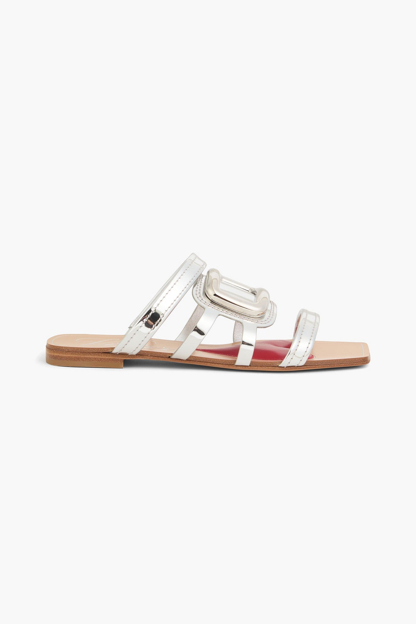 Roger Vivier Embellished Metallic Leather Sandals Silver Women's