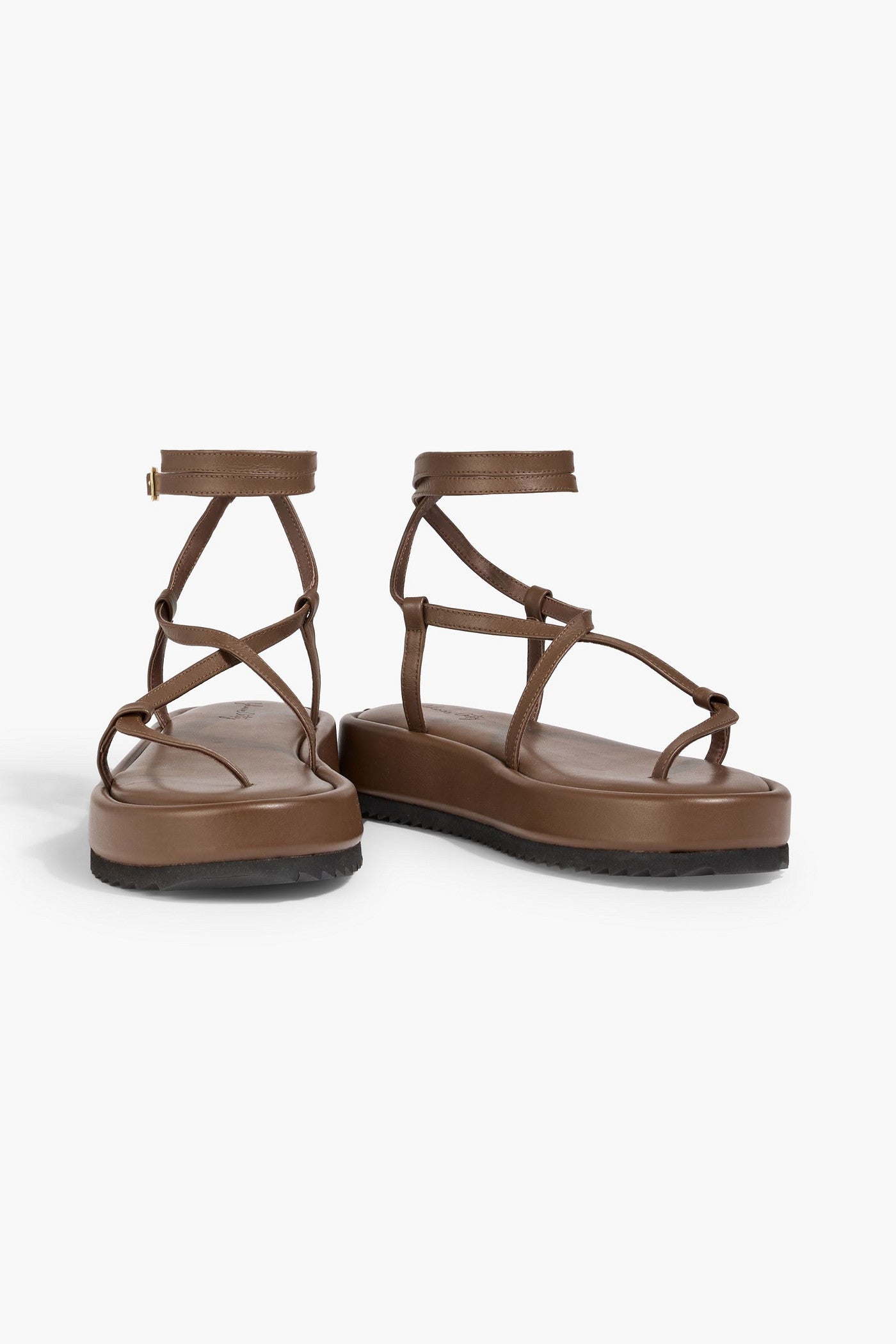 Johanna Ortiz Cocobolo Leather Platform Sandals Chocolate Women's