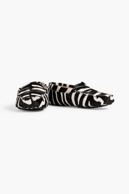 Tod's Gommino Zebra-Print Calf Hair Loafers Animal Print Women's