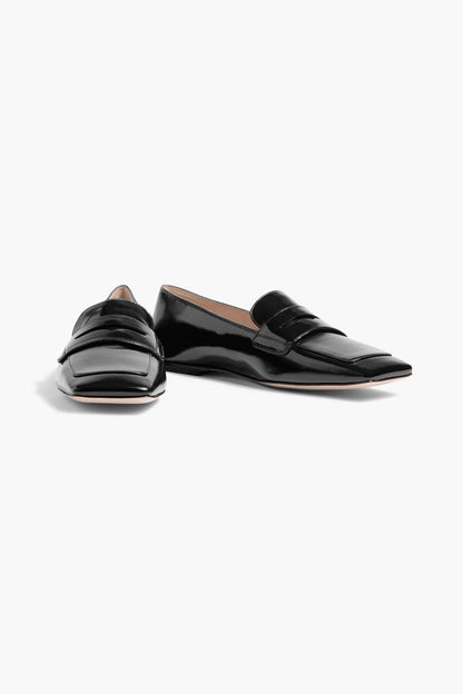 Gianvito Rossi Christina 05 Glossed-Leather Loafers Black Women's