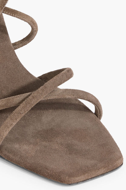Brunello Cucinelli Bead-Embellished Suede Sandals Taupe Women's