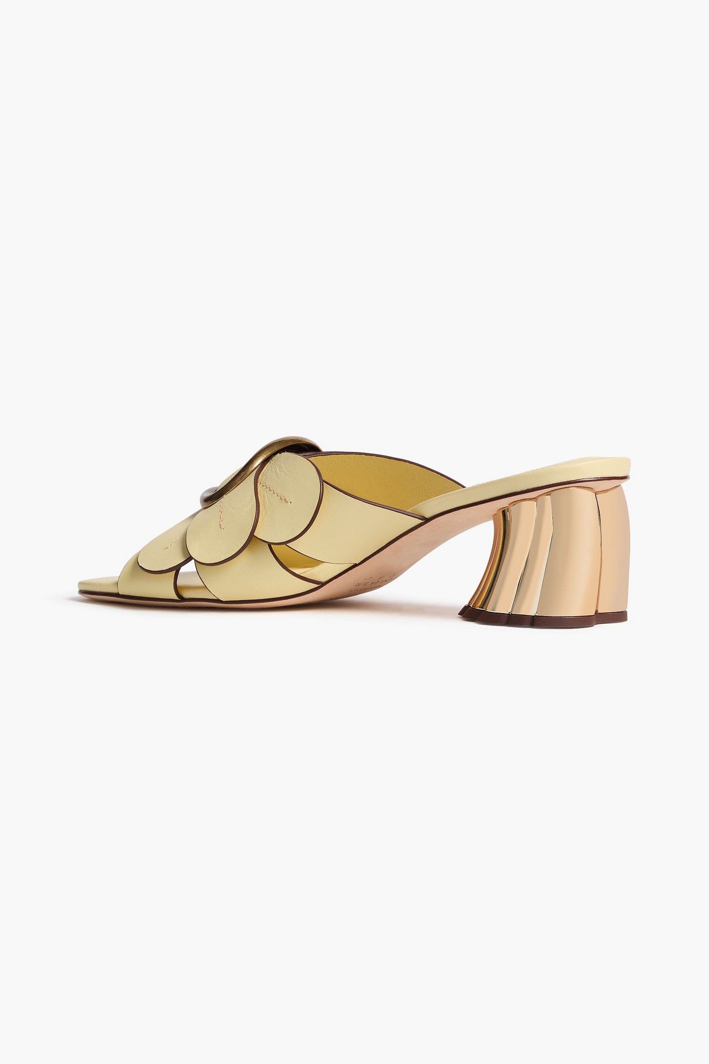 Farm Rio Embellished Leather Mules Pastel Yellow Women's