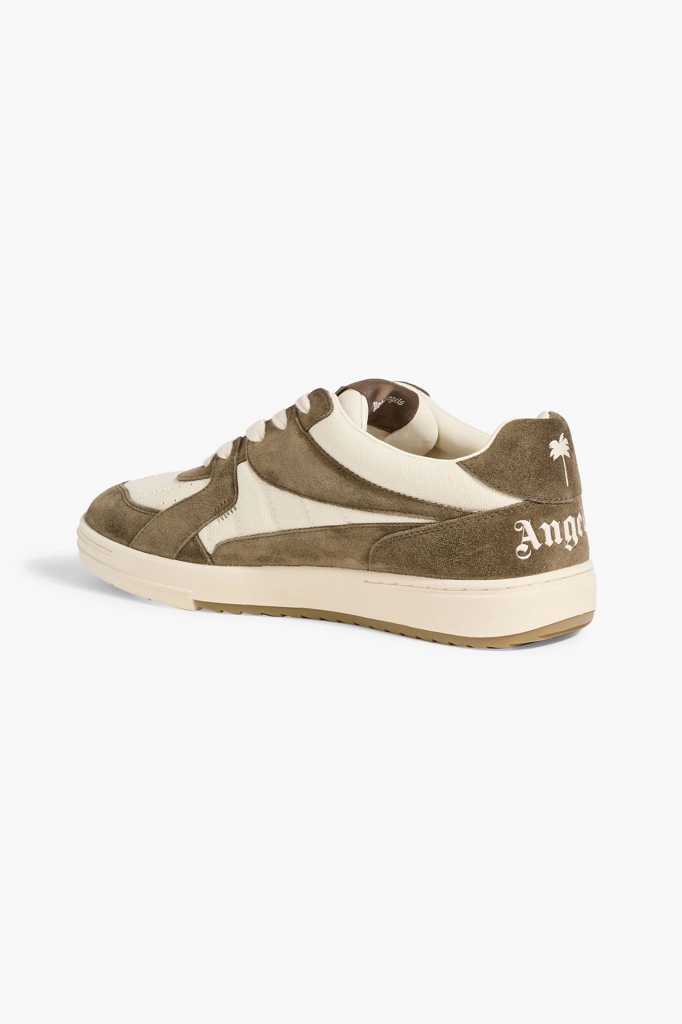 Palm Angels University Quilted Canvas And Suede Sneakers Army Green