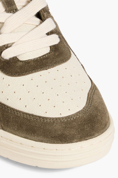 Palm Angels University Quilted Canvas And Suede Sneakers Army Green
